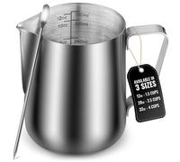 Zulay Kitchen espumar una jarra € “mejor leche vaporizador vapor copa - fácil de mediciones leer creamer dentro - making espuma de café matcha chai latte cappuccino caliente y un chocolate €“acero st