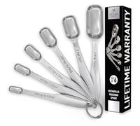 Zulay Kitchen heavy duty de acero inoxidable medición cucharas con diseño delgado para la estrecha tarros, 6 pieceâ medición de cucharas de acero inoxidable con grabado marcas y escribir una extraíbl