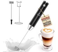 Zulay Kitchen Lux - Espumador de leche recargable de mano, potente motor de 2 velocidades, totalmente impermeable, batería de 2000 mAh, mezclador de bebidas para latte, capuchino, matcha, proteína en