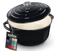 Zulay Olla holandesa de hierro fundido esmaltado de 6 cuartos con tapa, apta para horno hasta 260.0 °C, perfecta para hornear pan, guisos, estofados y cazuelas, utensilios de cocina de hierro fundido