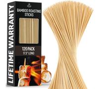 Zulay - Paquete de 120 pinchos de madera de bambú - Palitos para asar malvaviscos de 17.5 pulgadas y pinchos de barbacoa para fogata - Auténticos palos de bambú y palitos para asar perros calientes,