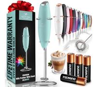Zulay - Potente espumador de leche (4 pilas Duracell incluidas) - Espumador de leche de mano para café - Potente espumador de leche para capuchino, frappé, matcha y crema de café, menta fresca