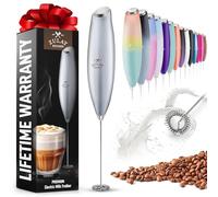 Zulay Potente Espumador de Leche para Café - Batidor Eléctrico de Mano, Batidora Espumadora de Café para Frappe, Latte, Matcha, Sin Soporte - Plata