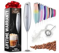 Zulay Potente Espumador de Leche para Café - Batidor Eléctrico de Mano, Batidora Espumadora de Café para Frappe, Latte, Matcha, Sin Soporte - Plata