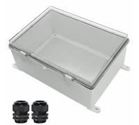 Zulkit Caja de conexiones de plástico ABS a prueba de polvo impermeable IP65 cajas eléctricas con bisagras para exteriores, carcasa universal para proyectos al aire libre, cubierta transparente gris