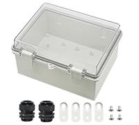 Zulkit Caja de conexiones de plástico ABS a prueba de polvo impermeable IP65 cajas eléctricas con bisagras carcasa exterior universal para proyectos cubierta transparente con 2 prensaestopas de cable