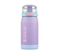 ZULU Kids Flex - Botella de agua aislada de acero inoxidable de 12 onzas con boquilla de silicona, tapa abatible de bloqueo a prueba de fugas y lazo de transporte suave al tacto para mochila escolar,