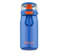 ZULU Kids Flex Botella de agua de plástico Tritan de 16 onzas con boquilla de silicona, tapa abatible a prueba de fugas y asa de transporte suave al tacto