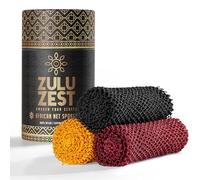Zulu Zest Auténtica esponja de red africana - Paquete de 3 mallas exfoliantes para cara y cuerpo, limpieza profunda, secado rápido, limpiador de baño de larga duración para todo tipo de piel, apto