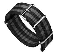 ZULUDIVER Classic Bond 1973 British Military Cadet. Correa De Nylon Negra Y Gris De Repuesto Para Reloj De Hombre. Segura Para Actividades Al Aire Libre. 23mm, Hebilla Pulida