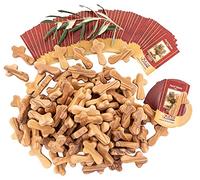 Zuluf CRS301-100 cruces pequeñas de madera de olivo de Belén Israel, cruces de bolsillo, regalo religioso para niños y adultos, viene con 100 certificados de Tierra Santa de 6 cm cada cruz, CRS301