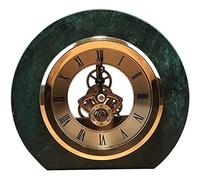 ZUMAHA Hermoso Reloj de Mesa de Dormitorio silencioso, Reloj de Escritorio Dorado de mármol, Reloj de Mesa de decoración de Sala de Estar, Relojes de Estante de Alarma Verde Reloj de Mesa