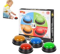Zumbador de respuesta rápida - Plástico de alta calidad 9x9x3,5 cm | Juego Bžzêr Alarma con 4 botones, noche familiar, juegos en clase, cuestionario | Perfecto para competiciones, debates