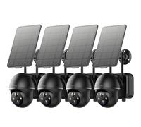 ZUMIMALL Cámaras de seguridad solares 2K inalámbricas para exteriores, visión de 360°, cámara inalámbrica para exteriores, WiFi de 2.4 G, foco/sirena/visión nocturna a color de 3 MP/detección /AI/IP66