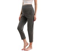 ZUMIY Pantalones de Salón de Maternidad Pantalones de Embarazo Sobre el Vientre Ropa Deportiva Elástica, Ropa de Maternidad Pantalones Deportivos con Bolsillos, gris, L