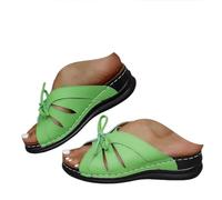 ZUMKEAY Sandalias para mujer, sandalias y chanclas para mujer, zapatos planos de verano con tacón bajo, sin cordones, puntera abierta, soporte de arco, cómodas, de ajuste ancho, pantuflas para caminar