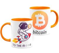 Zumo Digital Taza Criptomonedas Cohete To The Moon Bitcoin Para Desayuno Cerámica Color Naranja 11oz (BTC-ORG)