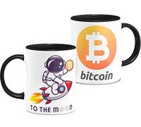 Zumo Digital Taza Criptomonedas Cohete To The Moon Bitcoin Para Desayuno Cerámica Color Negro 11oz (BTC-BLK)