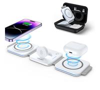 ZUMSEY Cargador Inalambrico Plegable 3 en 1, Magnético Cargador Compatible con iPhone 15 14 13 12 Pro MAX/Plus/Mini, Travel Wireless Charger para Apple Watch 9/Ultra 2/8/7/SE/6/5/4, AirPods 3/2/Pro