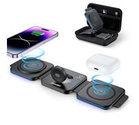 ZUMSEY Cargador Inalambrico Plegable 3 en 1, Magnético Cargador Compatible con iPhone 16 15 14 13 12 Pro MAX, Travel Wireless Charger para Apple Watch 10/Ultra/9/8/7/SE/6/5/4/3/2, AirPods 4/3/2/Pro