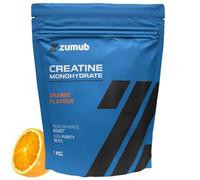 Zumub Creatina Monohidratada en Polvo 1kg, Sabor Naranja, 283 dosis | Micronizada | Con Dosificador | Pureza: 99,5% | Aumenta Fuerza, Volumen y Rendimiento Físico