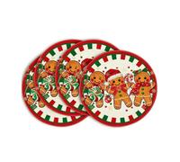 Zunate 4 Piezas Individuales Redondos de Navidad de Lino para Mesa (1) | Decoración festiva de invierno, lino estampado con calor, comedor de cocina antideslizante, configuración para cuatro