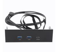Zunate 5.25 Pulgadas de Panel Frontal USB, 19 Pin 3 Puertos Panel Frontal A la Placa Base Gen2x2 USB A Tipo C 20 GBPS Condsion de Extensión óptica Conector del Panel Frontal de Metal
