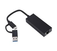 Zunate Adaptador USB C a Ethernet, 2,5 Gbps 2 en 1 USB Tipo C de Doble Puerto a RJ45 Convertidor de Red Externo con Cable Estuche de Aluminio para Computadora Portátil