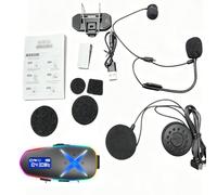Zunate Auriculares Inalámbricos para Casco a Prueba de Lluvia |Sonido Envolvente 3D, Intercomunicador Bidireccional para Moto, Luces RGB, Radio FM, Batería 40H