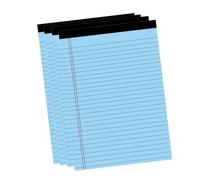Zunate Bloc de Notas A5 con Rayas Anchas, Diseño de Doble Margen Rojo, Libretas Forradas de Encuadernación Superior Fácil de Rasgar para Reuniones de Oficina de Estudiantes, Paquete de 4, 50 Hojas