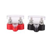 Zunate Bloque de Distribución de Energía M6 de 1/4 de Pulgada, Bloque de Terminales de Barra Colectora de Batería Marina con Pernos Dobles con Estuche Transparente, Rojo Negro Positivo Negativo para