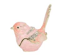 Zunate Caja de Baratija de Pájaro con Bisagras, Elegante Joyero con Incrustaciones de Cristal para Coleccionistas de Joyas, Decoración de Habitación, Aleación de Zinc (PINK)