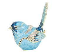 Zunate Caja de Joyería Esmaltada, Elegante Caja de Almacenamiento en Forma de Pájaro para Exhibición de Anillos, Collares y Pendientes (BLUE)