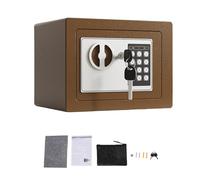 Zunate Caja Fuerte Pequeña a Prueba de Fuego e Impermeable con de Alarma Antirrobo para Documentos, Dinero, Montaje en Pared Dorado (0,17 Pies cúbicos) (BROWN)