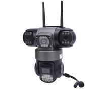 Zunate Cámara de Seguridad de Lente Triple, Cámara de Seguridad WiFi de 2MP con Detección de Movimiento, Conversación de 2 Vías, Alarma Inteligente, Almacenamiento (Enchufe de la UE)