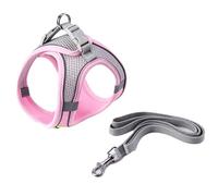 Zunate Conjunto de Arnés y Correa Reflectante para Perros, Chaleco Transpirable para Cachorros, Paseos Nocturnos Seguros para Perros Pequeños, Medianos y Grandes (Pink)