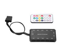 Zunate Controlador de Ventiladores de Caja RGB, Control Remoto Inalámbrico RF de 5 V 6 Pines con Rango de 15 M Controlador de Ventilador de Computadora Fuente de Alimentación