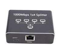 Zunate Divisor Gigabit Ethernet, Divisor de Red 1 a 4 con Caja de Aluminio, Adaptador de Internet RJ45 de Alta Velocidad de 1000 Mbps con Cable de Alimentación, para Pantalla de