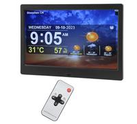 Zunate Estación Meteorológica WiFi, Reloj Digital de 10 Pulgadas con 5 Despertadores, Control Remoto, Soporte para Cargar Fotos, Música y Videos, para Personas Mayores (Negro) (Enchufe