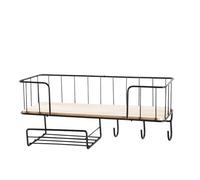 Zunate Estante de Almacenamiento Montado en la Pared, Estante Flotante de Metal de Madera con Ganchos, Organizador de Pared Que Ahorra Espacio para Sala de Estar, Decorativo para Plantas de