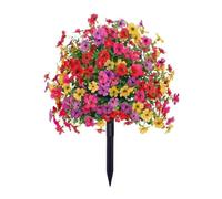 Zunate Flores Violetas Artificiales con Estaca de Eucalipto, Decoración de Bolas de Topiario de Flores Artificiales, Decoración de Arbustos Verdes para Jardín, Porche y Patio (1PC)