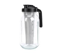 Zunate Fría Jarra de Vidrio de 64 Oz con Filtro Fino y Tapa Negra a Prueba de Fugas, Tarro de café Helado de Gran Capacidad para Oficina en Casa, Diseño de Boca Ancha Fácil de Limpiar
