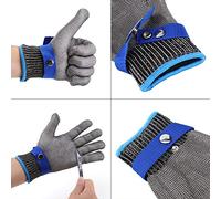 Zunate Guante de Seguridad Industrial Anticorte |Guante de Carnicero de Malla de Alambre de Acero Inoxidable, Resistente a Cortes para Cortar Carne, Talla M, Forro de Algodón