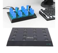 Zunate Hub USB 3.0 con Disco U y Lector, Concentrador USB de Copia de Prueba por de Grado Industrial de 16 Puertos de 5 Gbps con Indicadores LED, para Unidad Flash, Lector de (Enchufe de la UE)