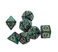 Zunate Juego de 7 Dados de Resina Poliédricos con Patrón de Dragón Perla | Dados de dragones de mazmorras, estilo antiguo, balanceo impecable, accesorio RPG de fantasía, coleccionable