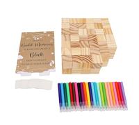 Zunate Juego de Bloques de Bricolaje para Fiesta de bebé, 147 Piezas de Bloques de Madera para Baby Shower, con 42 Plantillas, 24 Marcadores de Acuarela, 1 Letrero Decorativo, Kit de Actividades de