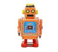 Zunate Juguete Robot Clásico Vintage con Mecanismo de Cuerda, Adorno de Robot Retro único para Pabellones Temáticos de Personalidad, Pies de Color Aleatorio (Orange)