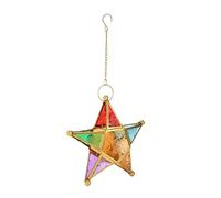 Zunate Linterna de Vidrio de Color Hierro para Exteriores |Candelero Decorativo de Jardín Romántico, 6 Luces para Adorno de Terraza, Arte de Metal (Gold)