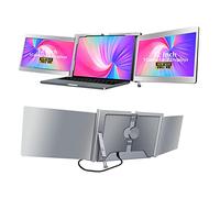 Zunate Monitor Portátil Triple de 12", FHD 1080P IPS, Extensor de Pantalla de Monitor Dual para Portátil con Soporte Retráctil para Portátiles de 13 a 16", Pantalla Triple Plug Play, Tipo C(S200)
