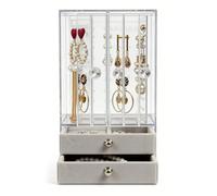 Zunate Organizador Resistente para Pendientes con Cajones para Exhibición de Joyas, Pulseras y Collares (Transparente)